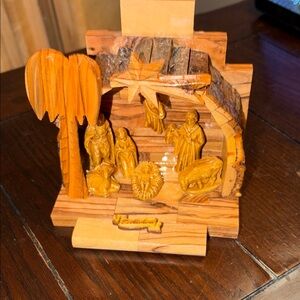 Genuine olive wood nativity